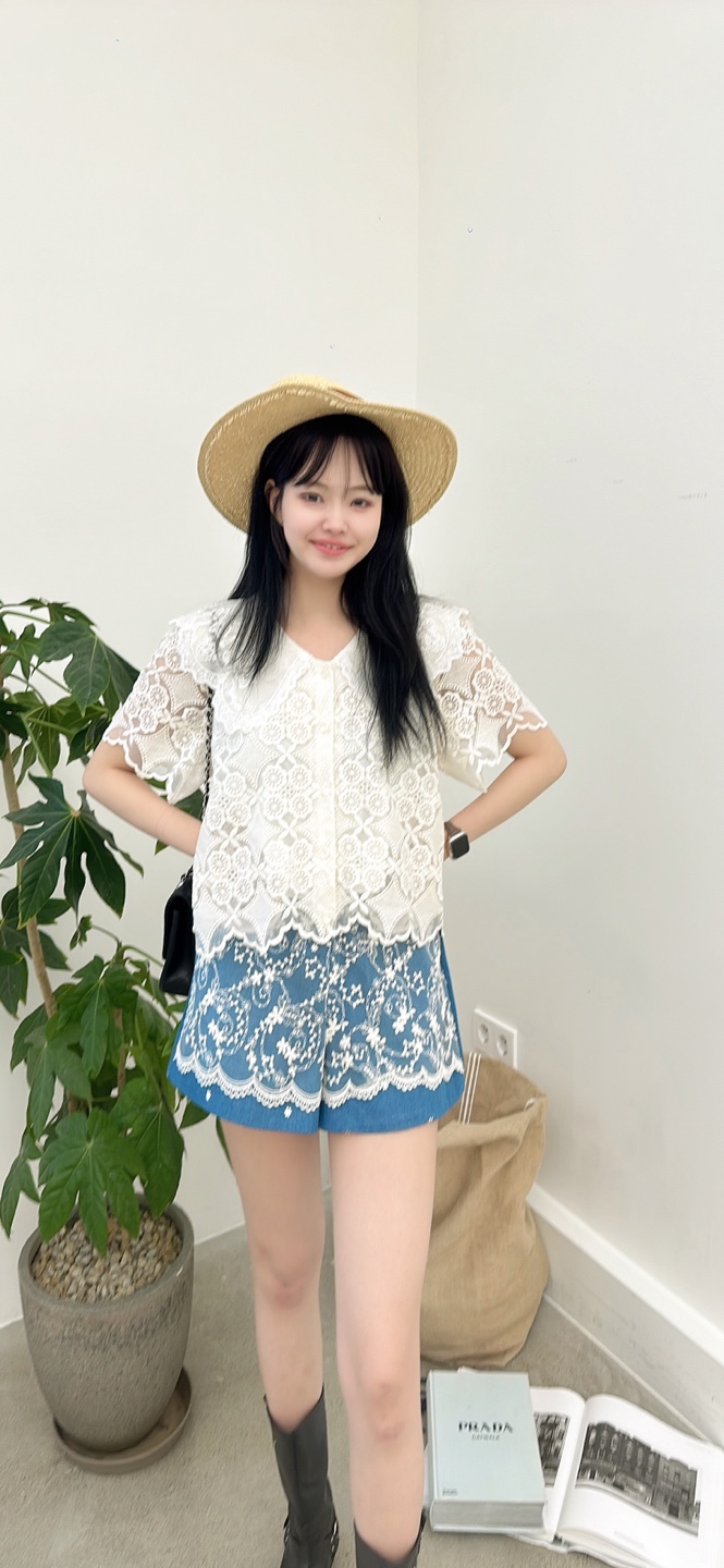 YARD韓國直郵㊣女裝新品真品職業熱賣時尚人氣襯衫蕾絲衫刺繡YARD襯衫/蕾絲衫
