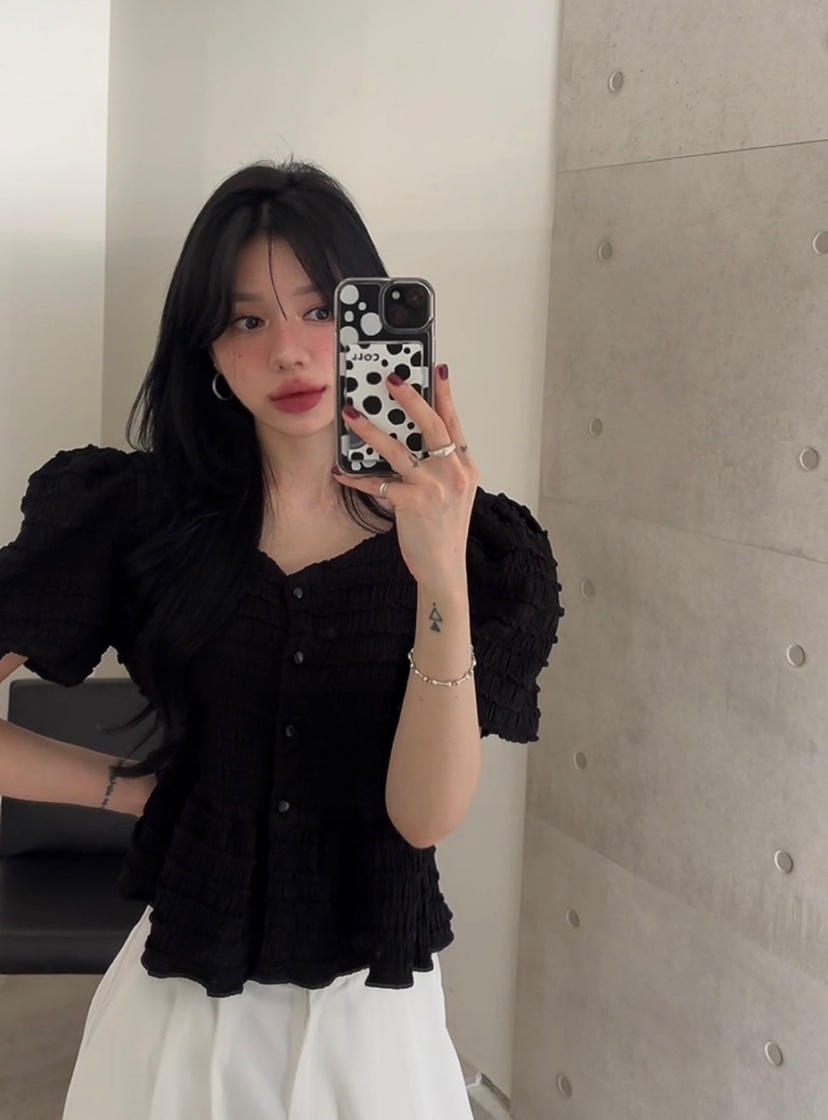 AMUSE SEOUL東大門㊣實拍女士新品時尚熱賣襯衫蕾絲衫柔軟AMUSE SEOUL襯衫/蕾絲衫