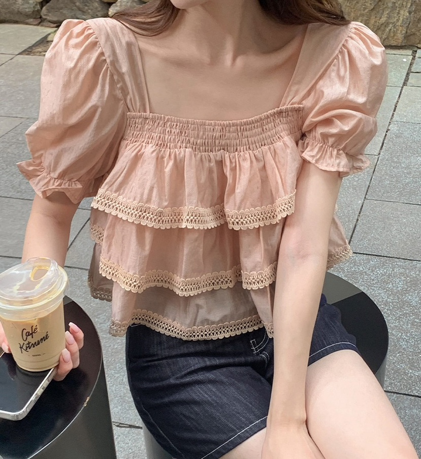 OLA韓國直郵㊣女裝新品人氣職業休閑時尚推薦熱賣襯衫蕾絲衫mellor/OLA襯衫/蕾絲衫