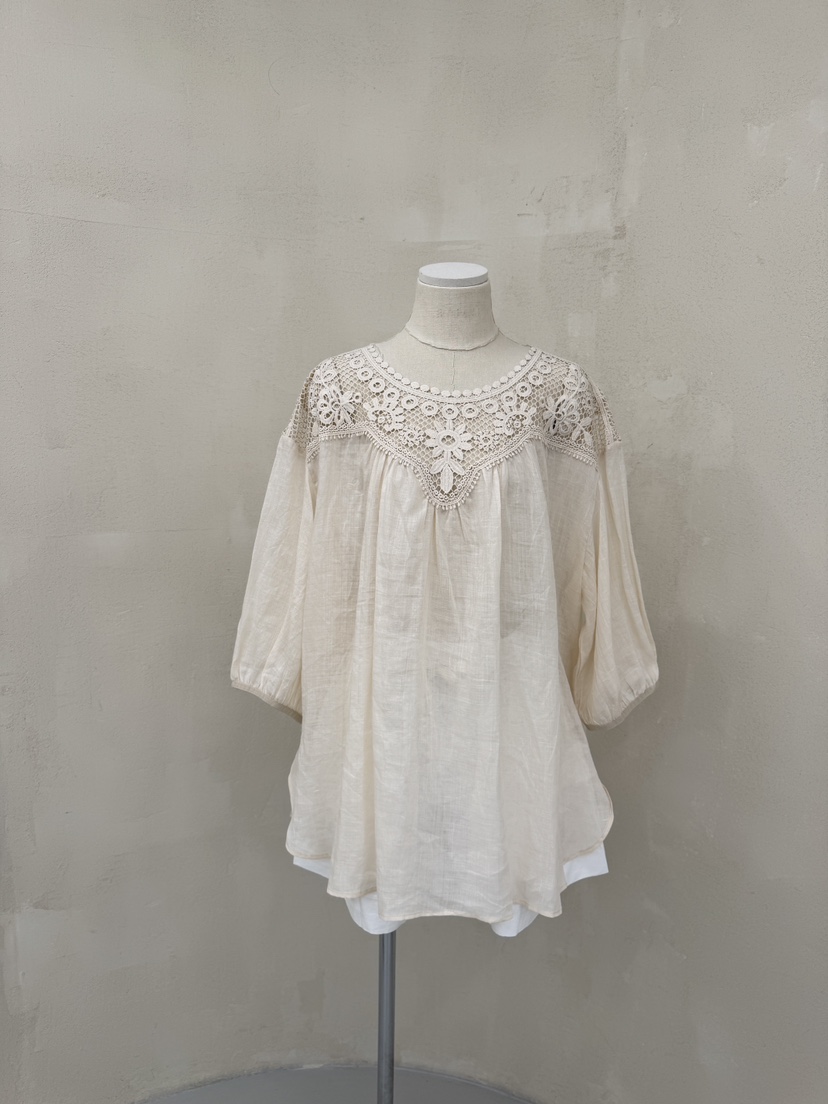 LAUNDRY韓國代購㊣女裝新品25春夏人氣休閑真品襯衫蕾絲衫刺繡LAUNDRY襯衫/蕾絲衫
