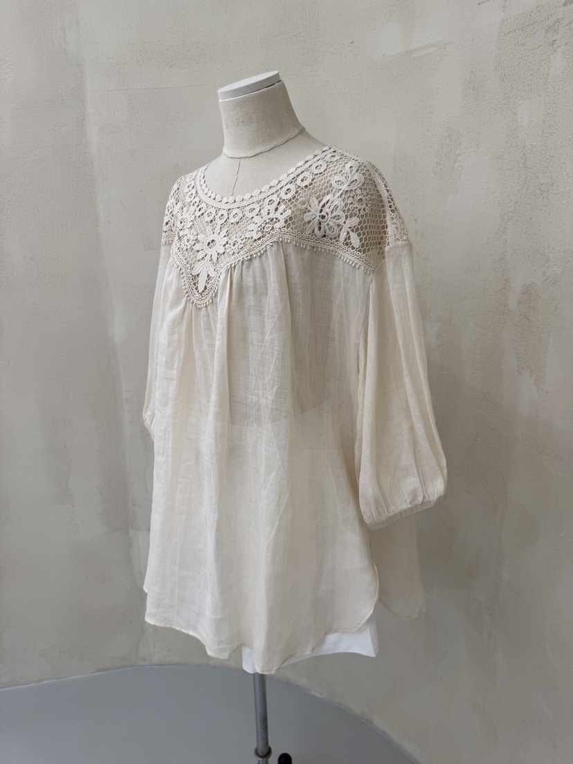 LAUNDRY韓國代購㊣女裝新品25春夏人氣休閑真品襯衫蕾絲衫刺繡LAUNDRY襯衫/蕾絲衫
