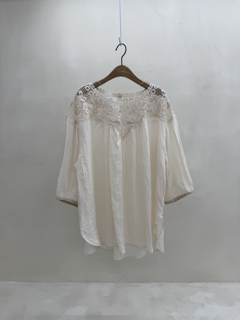 LAUNDRY韓國代購㊣女裝新品25春夏人氣休閑真品襯衫蕾絲衫刺繡LAUNDRY襯衫/蕾絲衫
