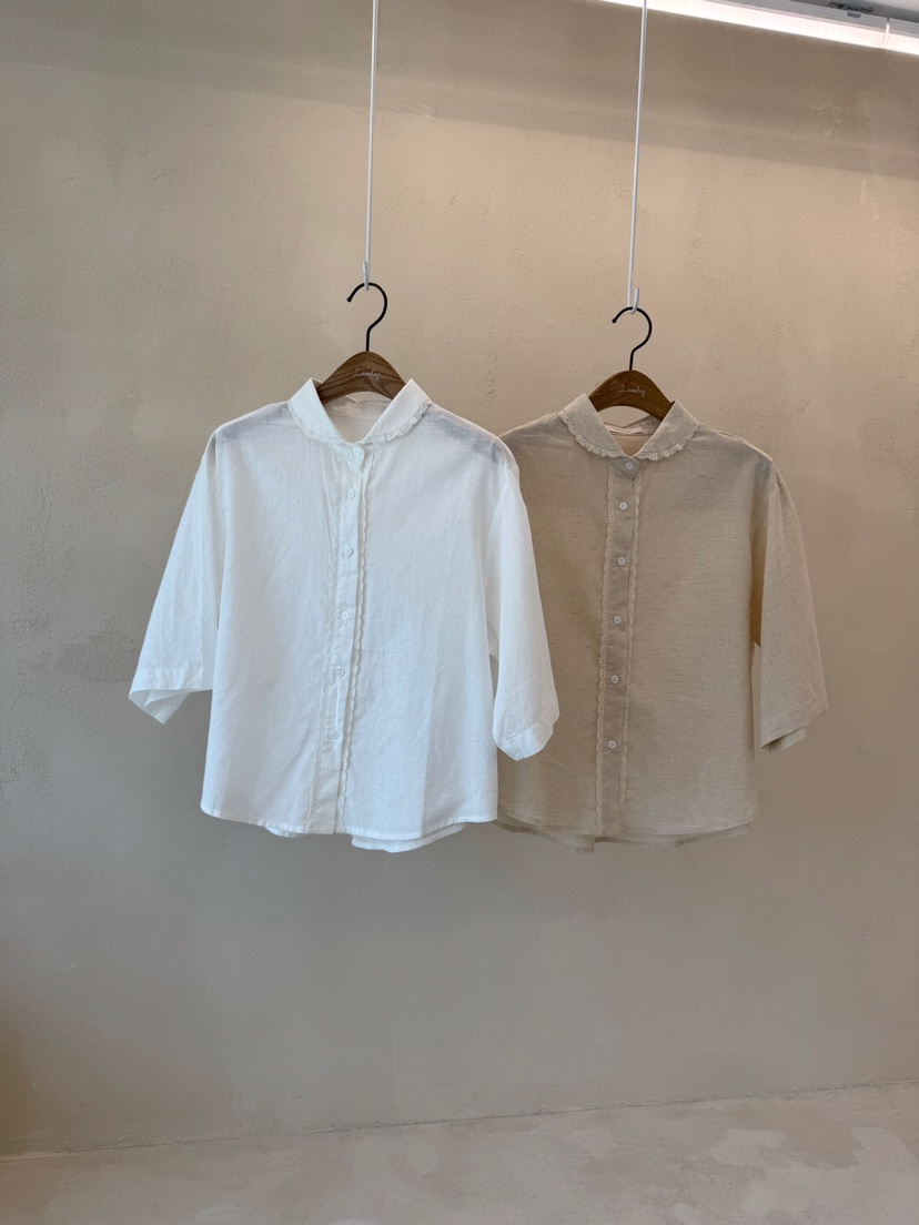 LAUNDRY韓國代購㊣女士新款25春夏真品熱賣職業休閑襯衫蕾絲衫LAUNDRY襯衫/蕾絲衫