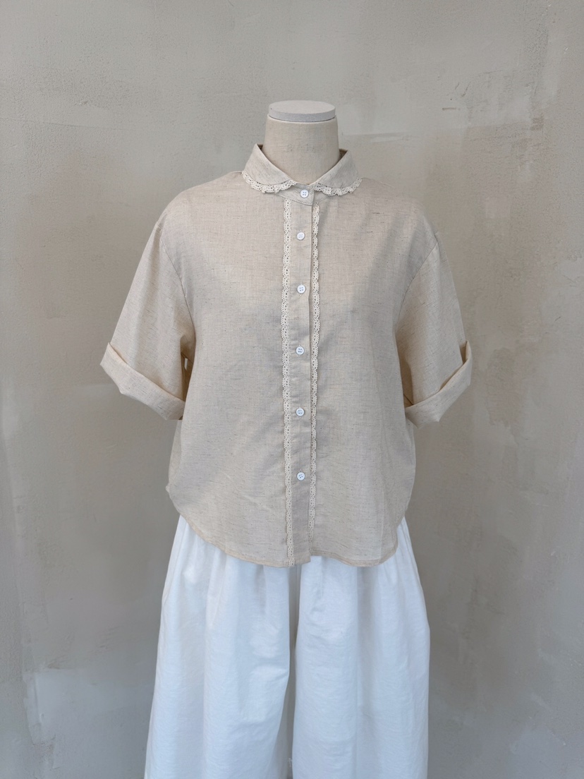 LAUNDRY韓國代購㊣女士新款25春夏真品熱賣職業休閑襯衫蕾絲衫LAUNDRY襯衫/蕾絲衫