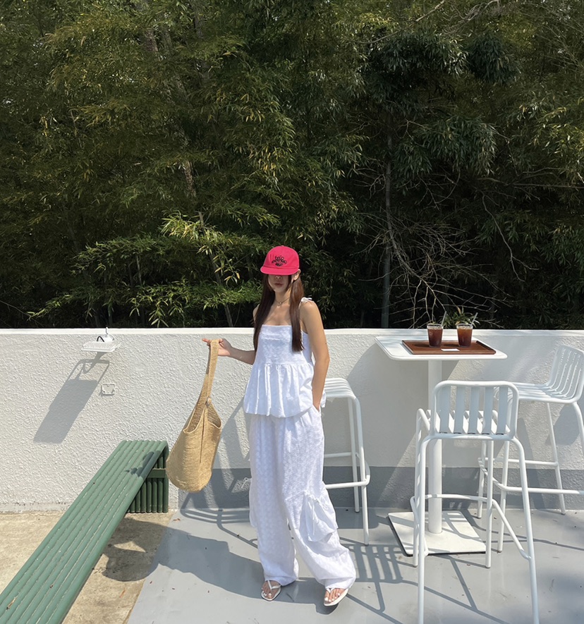 BADCALM韓國代購㊣女士新款25春夏推薦職業時尚熱賣休閑褲刺繡BADCALM休閑褲