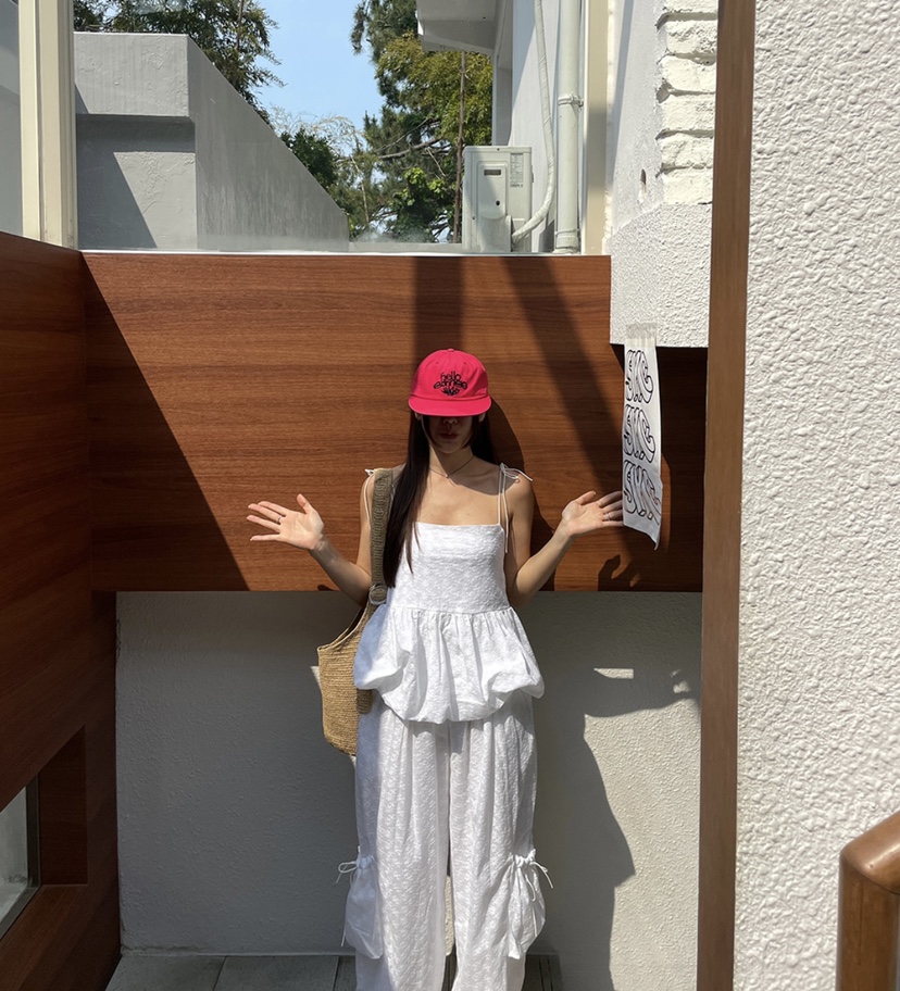 BADCALM韓國代購㊣女士新款25春夏推薦職業時尚熱賣休閑褲刺繡BADCALM休閑褲