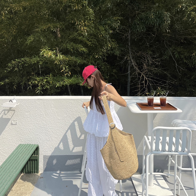 BADCALM韓國代購㊣女士新款25春夏推薦職業時尚熱賣休閑褲刺繡BADCALM休閑褲