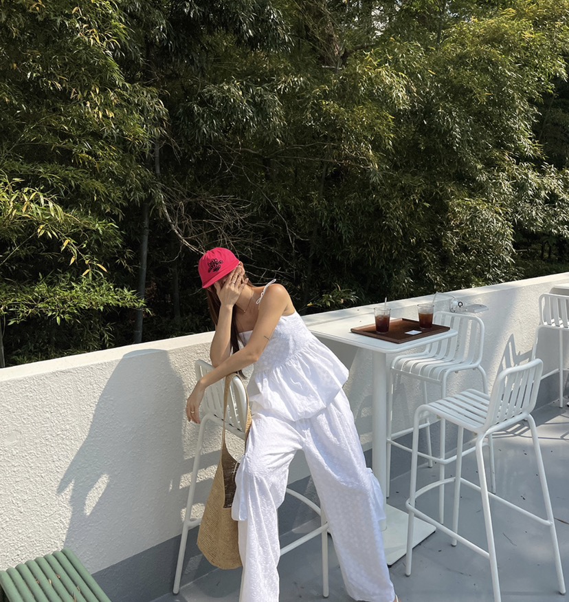 BADCALM韓國代購㊣女士新款25春夏推薦職業時尚熱賣休閑褲刺繡BADCALM休閑褲