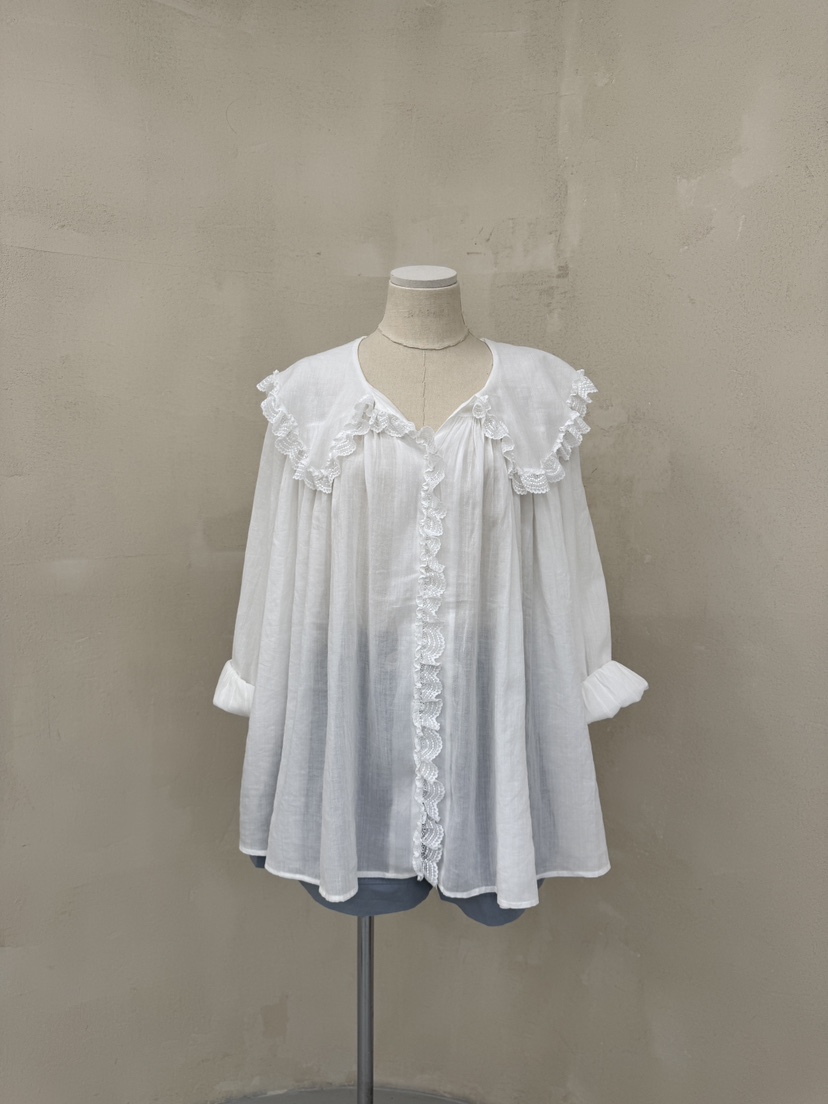LAUNDRY韓國代購㊣女裝新品25春夏推薦休閑人氣襯衫蕾絲衫蕾絲LAUNDRY襯衫/蕾絲衫