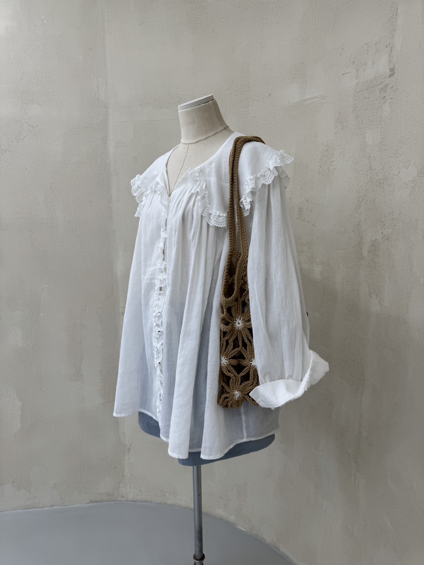 LAUNDRY韓國代購㊣女裝新品25春夏推薦休閑人氣襯衫蕾絲衫蕾絲LAUNDRY襯衫/蕾絲衫