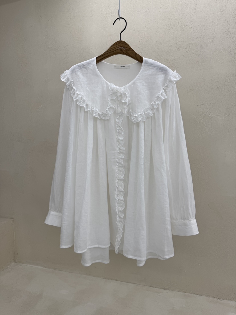 LAUNDRY韓國代購㊣女裝新品25春夏推薦休閑人氣襯衫蕾絲衫蕾絲LAUNDRY襯衫/蕾絲衫