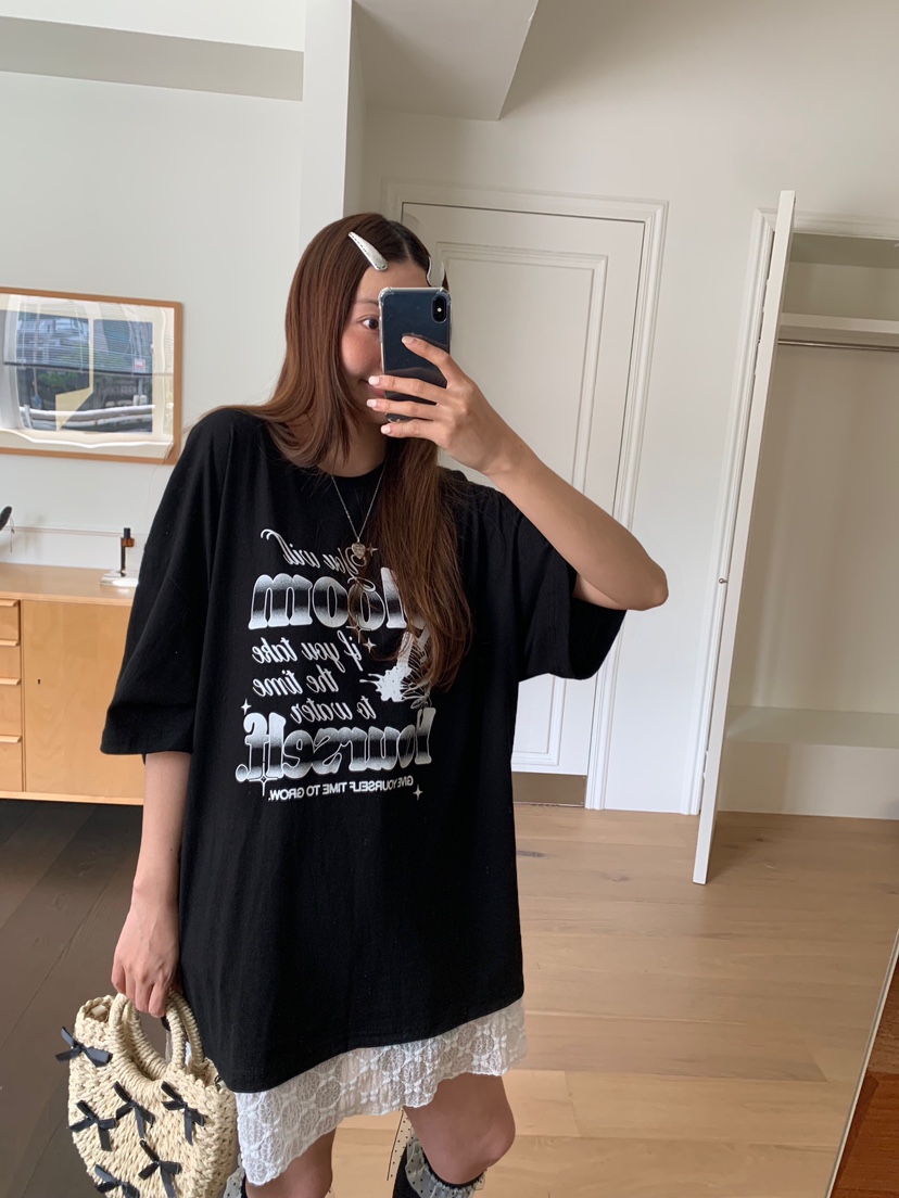 BADCALM東大門㊣代購女士新款休閑推薦職業熱賣人氣T恤蕾絲BADCALMT恤圖色2