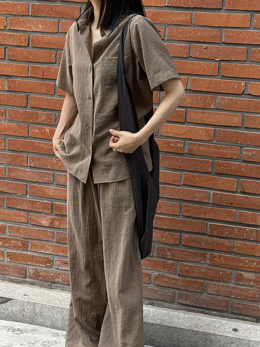 WATER韓國代購㊣女裝新品時尚職業真品休閑25春夏襯衫蕾絲衫口袋WATER/RIVER襯衫/蕾絲衫