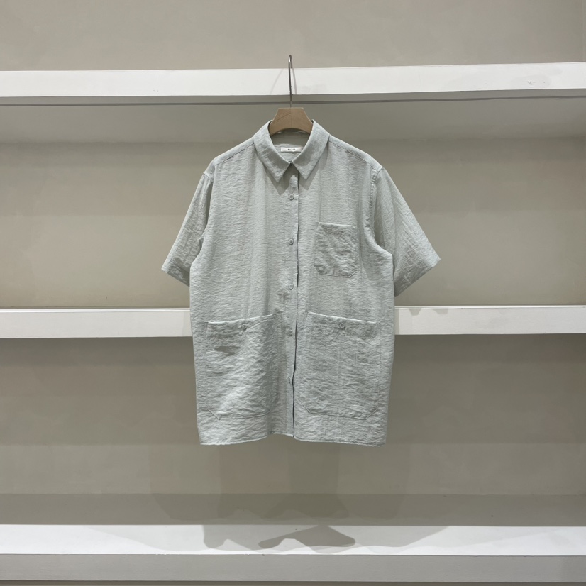 WATER韓國代購㊣女裝新品時尚職業真品休閑25春夏襯衫蕾絲衫口袋WATER/RIVER襯衫/蕾絲衫