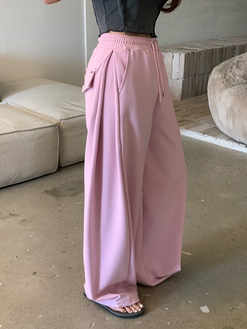 BADCALM韓國代購㊣女裝新款真品時尚熱賣人氣職業休閑褲口袋BADCALM休閑褲圖色2