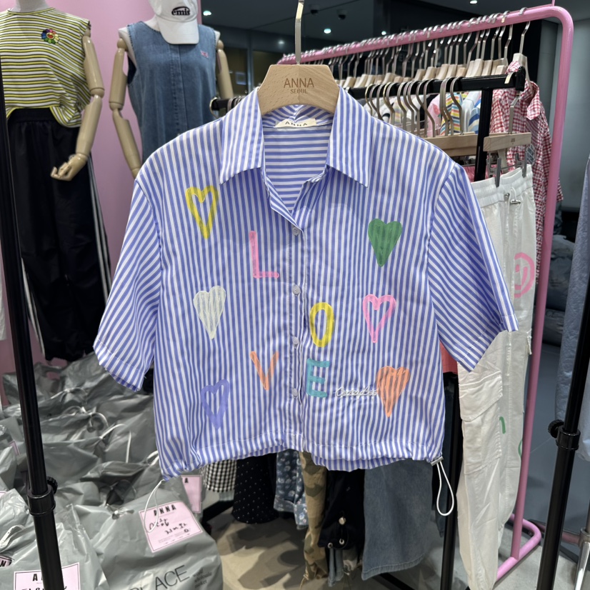 ANNA東大門㊣代購女裝新品時尚休閑職業熱賣25春夏襯衫蕾絲衫ANNA襯衫/蕾絲衫