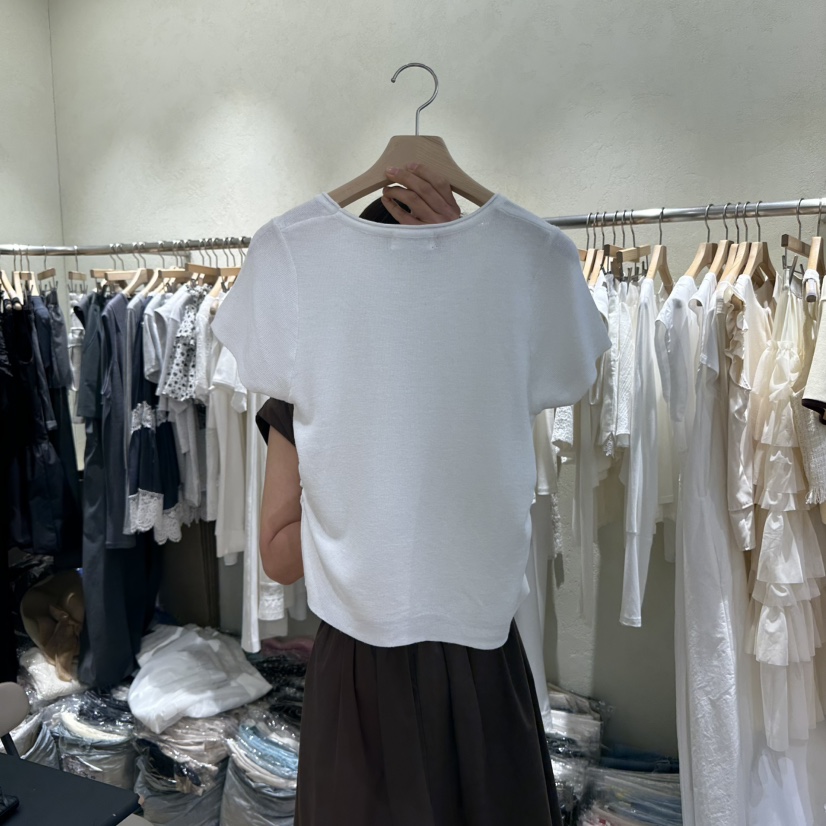 BUTTER-P東大門㊣代購女裝新品人氣真品休閑25春夏T恤褶皺BUTTER-PT恤