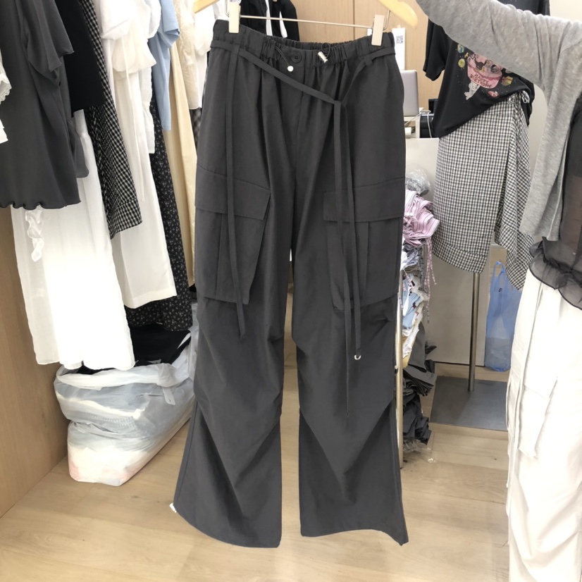 VILLABUTTON韓國直郵㊣女裝新品職業25春夏休閑褲工裝褲含腰繩VILLABUTTON休閑褲