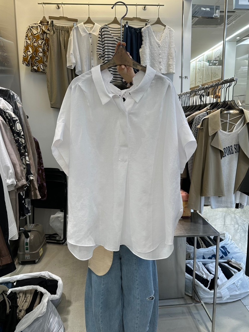 THE SIL韓國代購㊣女士新款休閑時尚推薦25春夏襯衫蕾絲衫亞麻THE SIL/1 2ILLY襯衫/蕾絲衫圖色2