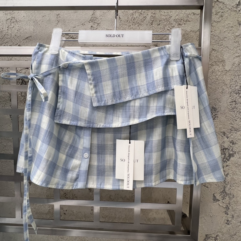 SOLD OUT韓國代購㊣女裝新品休閑25春夏推薦熱賣短裙含腰繩SOLD OUT短裙圖色2