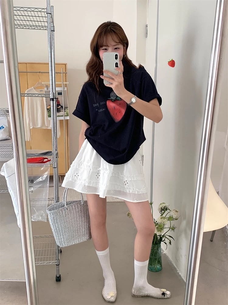 STRAWBERRY東大門㊣實拍女士新款25春夏人氣休閑推薦真品短裙STRAWBERRY短裙