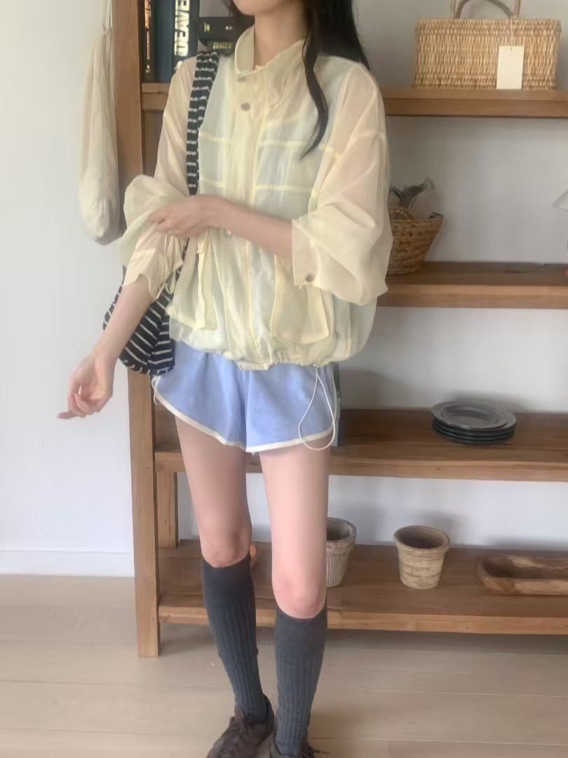 MAYFLOWER韓國直郵㊣女士新品真品熱賣時尚職業夾克口袋透明MAYFLOWER夾克