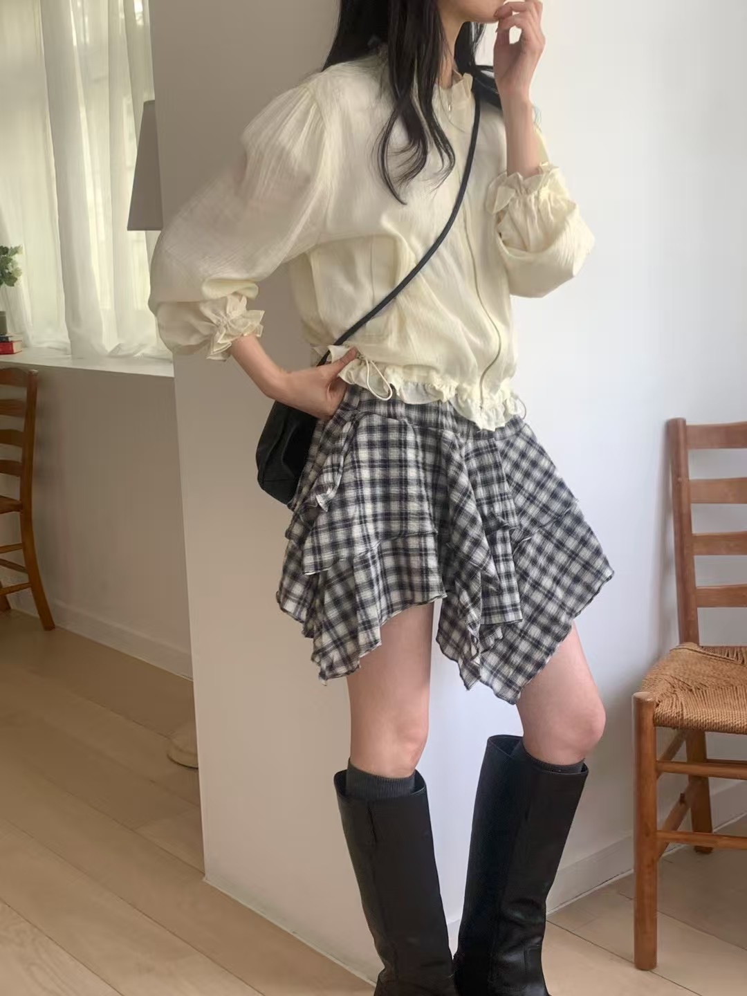 MAYFLOWER韓國代購㊣女士新款人氣熱賣推薦夾克荷葉邊拉鏈透明MAYFLOWER夾克