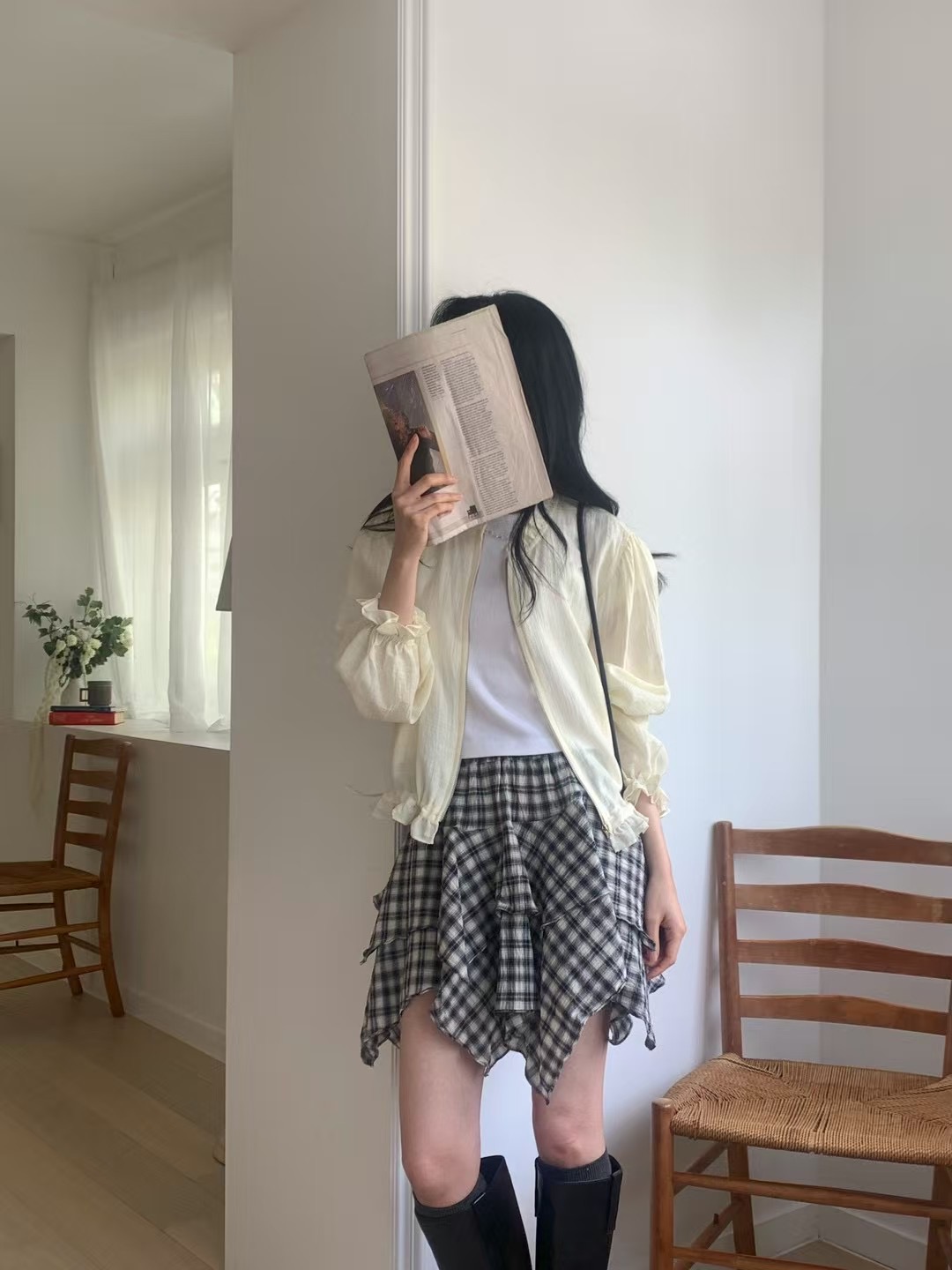MAYFLOWER韓國代購㊣女士新款人氣熱賣推薦夾克荷葉邊拉鏈透明MAYFLOWER夾克