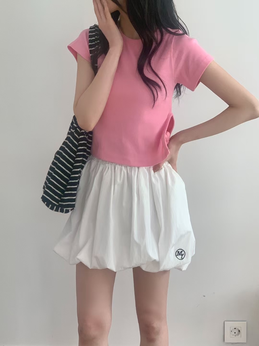 MAYFLOWER韓國直郵㊣女裝新款休閑25春夏人氣職業推薦短裙刺繡MAYFLOWER短裙