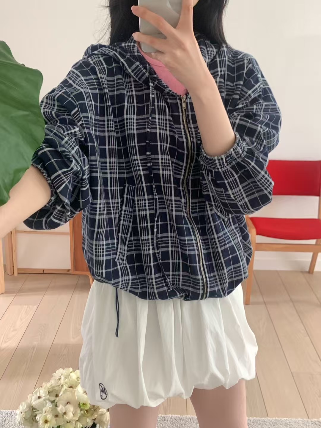 MAYFLOWER東大門㊣實拍女裝新品職業推薦熱賣夾克連帽衫格紋MAYFLOWER夾克圖色2