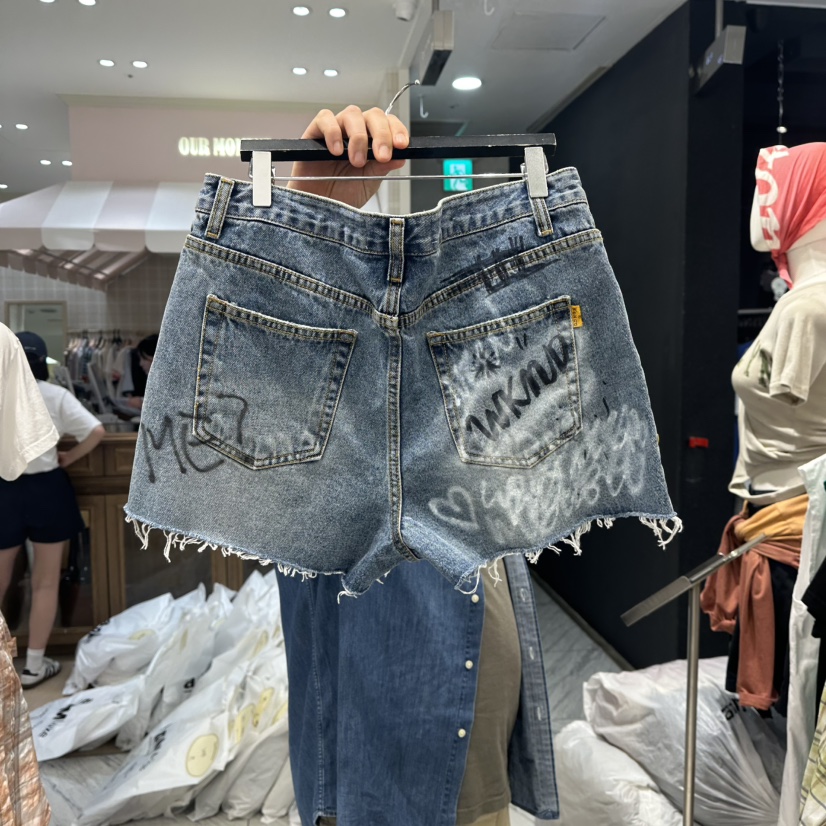 THE WEEKND韓國代購㊣女士新款25春夏時尚熱賣休閑真品短褲THE WEEKND短褲