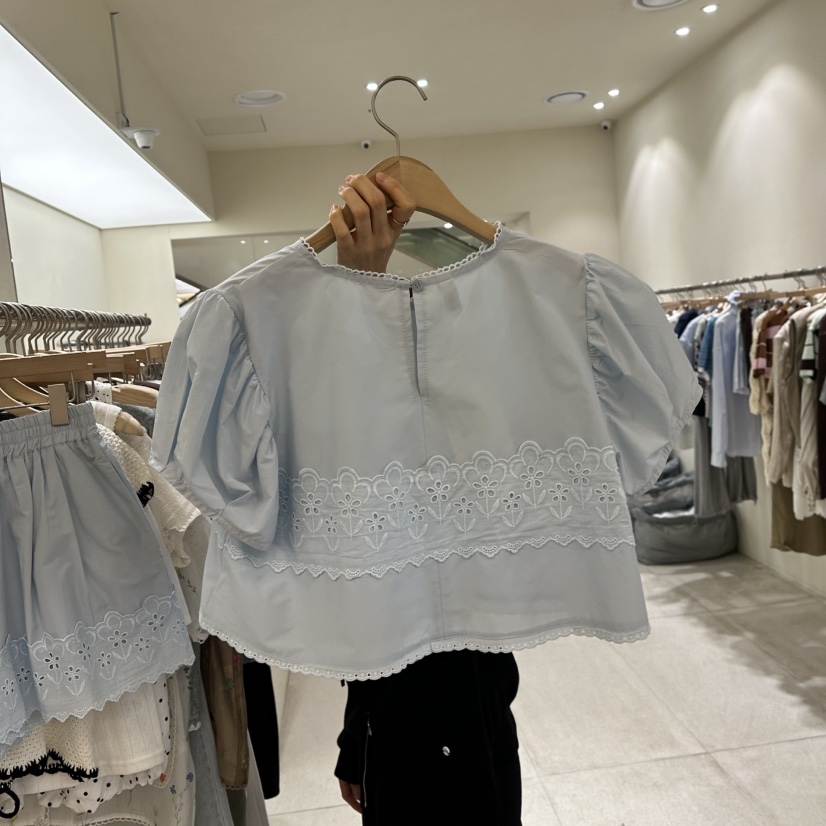 TOMGIRL韓國代購㊣女士新款熱賣25春夏真品休閑時尚襯衫蕾絲衫TOMGIRL襯衫/蕾絲衫