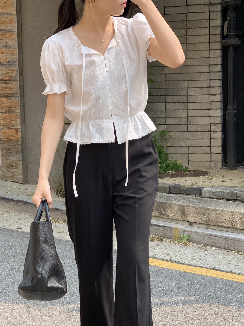 FRILL-T韓國直郵㊣女裝新款25春夏熱賣人氣時尚襯衫蕾絲衫FRILL-T襯衫/蕾絲衫