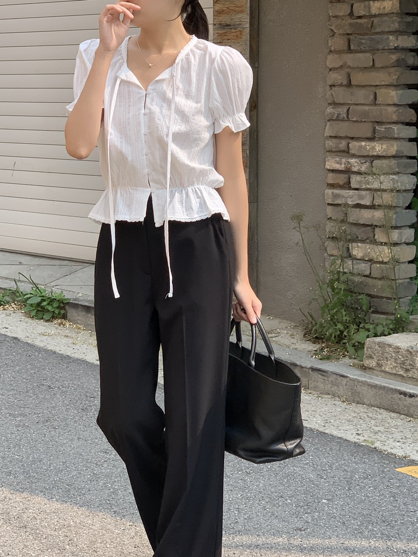 FRILL-T韓國直郵㊣女裝新款25春夏熱賣人氣時尚襯衫蕾絲衫FRILL-T襯衫/蕾絲衫