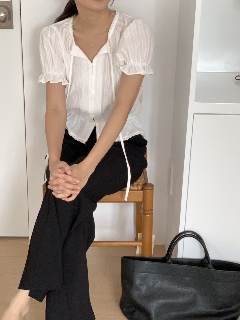 FRILL-T韓國直郵㊣女裝新款25春夏熱賣人氣時尚襯衫蕾絲衫FRILL-T襯衫/蕾絲衫