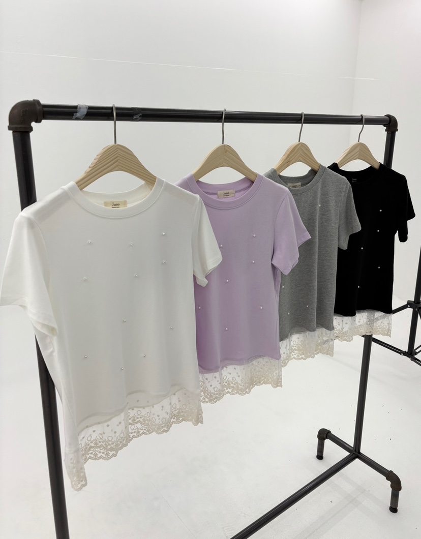 JMIND韓國直郵㊣女士新品25春夏人氣熱賣真品T恤莫代爾蕾絲JMINDT恤