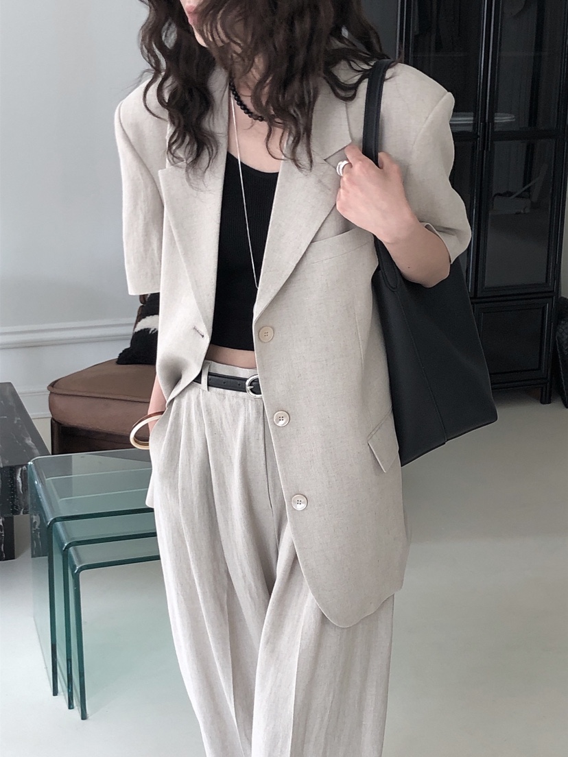 LE BUTTER韓國代購㊣女裝新品人氣真品25春夏推薦夾克亞麻布LE BUTTER夾克