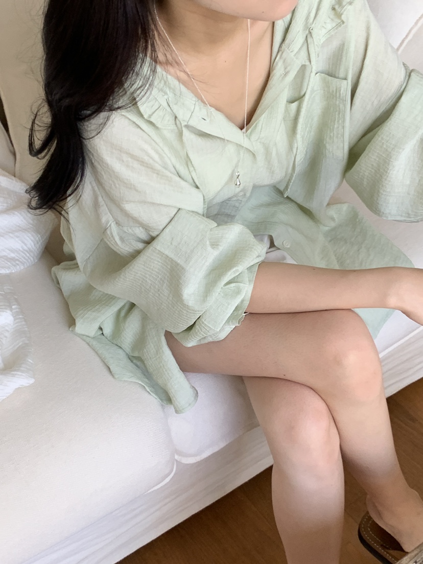 FRILL-T東大門㊣直郵女裝新品職業時尚襯衫蕾絲衫荷葉邊兜帽FRILL-T襯衫/蕾絲衫