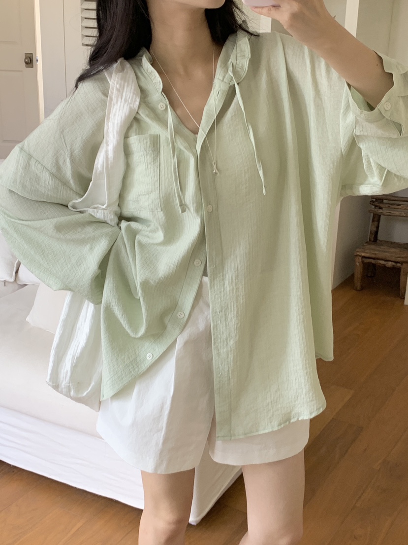 FRILL-T東大門㊣直郵女裝新品職業時尚襯衫蕾絲衫荷葉邊兜帽FRILL-T襯衫/蕾絲衫
