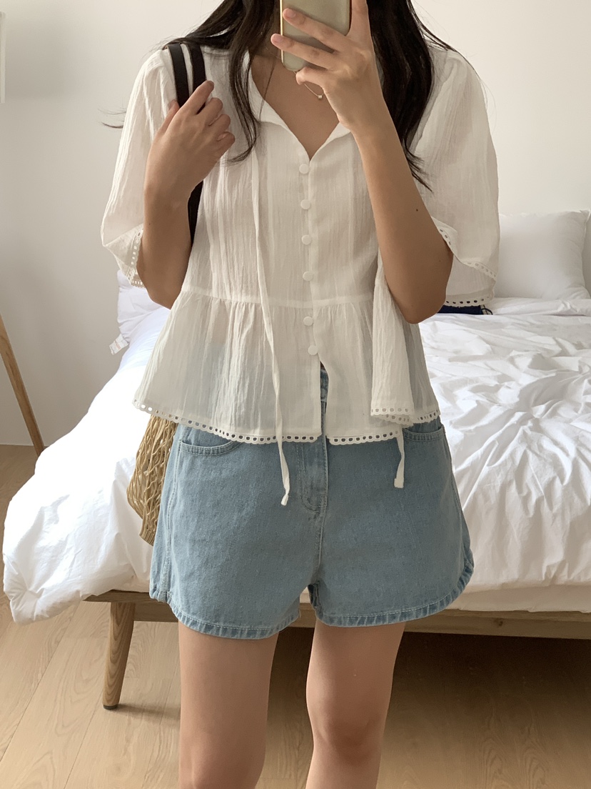 FRILL-T東大門㊣直郵女裝新品推薦熱賣職業休閑襯衫蕾絲衫FRILL-T襯衫/蕾絲衫