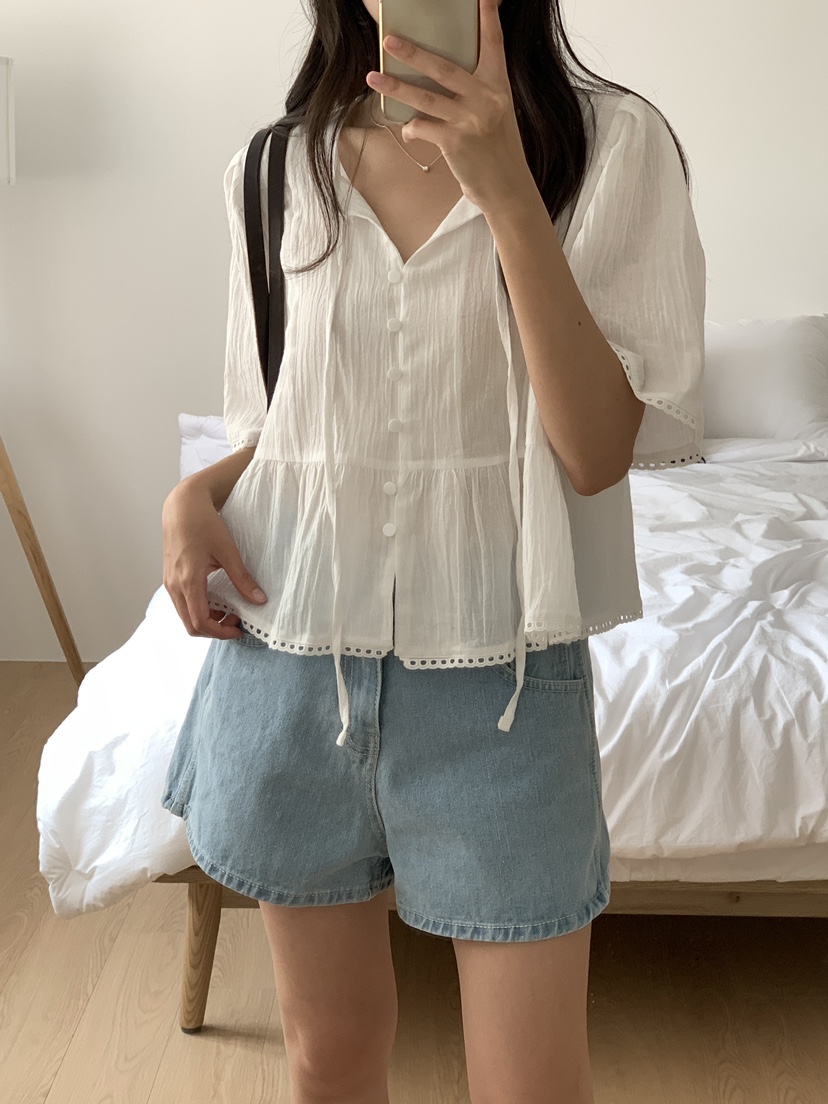 FRILL-T東大門㊣直郵女裝新品推薦熱賣職業休閑襯衫蕾絲衫FRILL-T襯衫/蕾絲衫