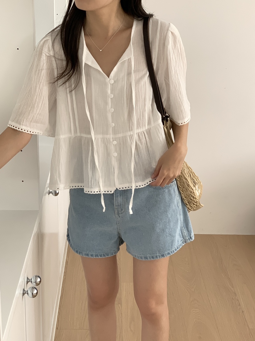 FRILL-T東大門㊣直郵女裝新品推薦熱賣職業休閑襯衫蕾絲衫FRILL-T襯衫/蕾絲衫