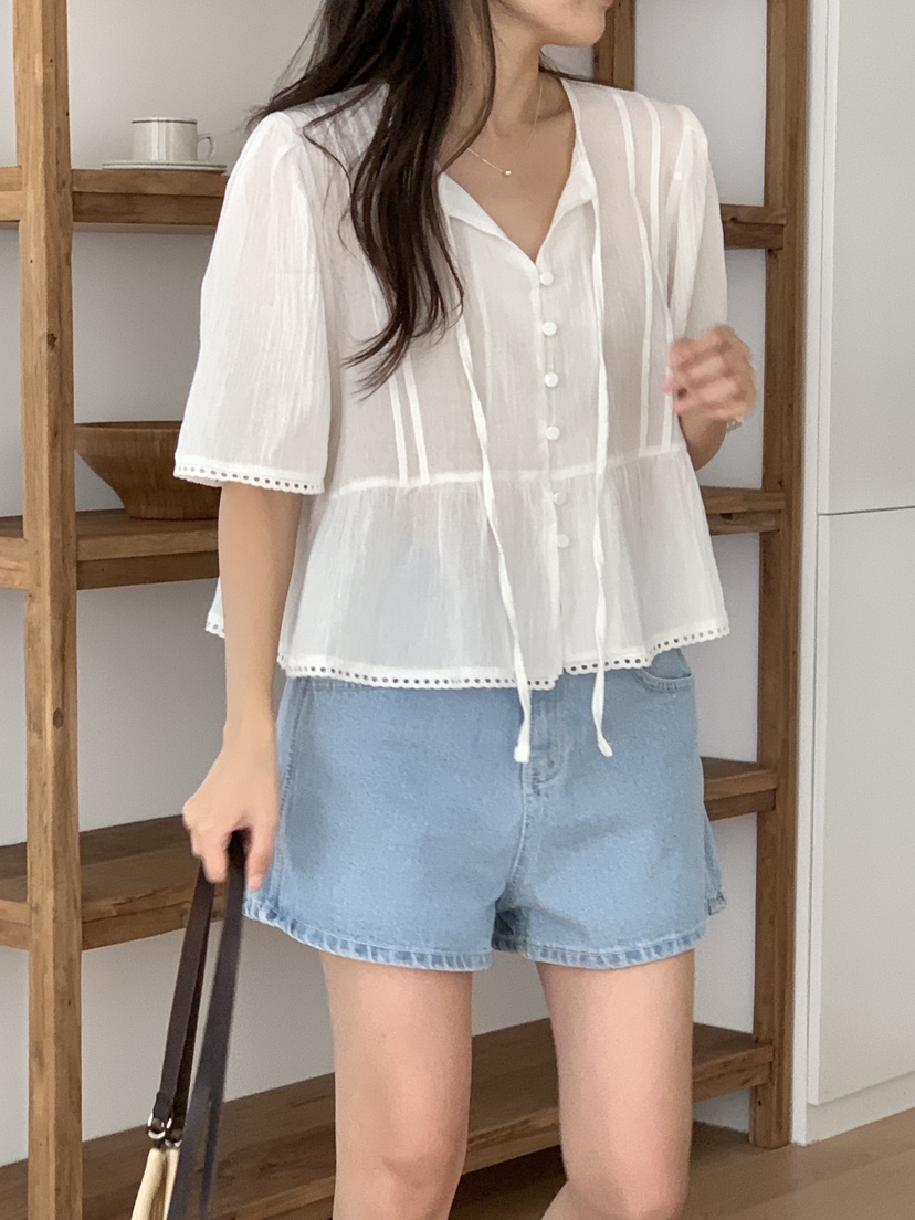 FRILL-T東大門㊣直郵女裝新品推薦熱賣職業休閑襯衫蕾絲衫FRILL-T襯衫/蕾絲衫