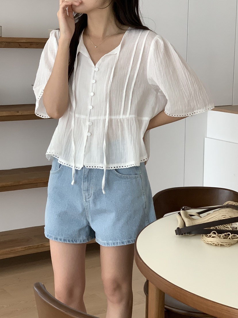 FRILL-T東大門㊣直郵女裝新品推薦熱賣職業休閑襯衫蕾絲衫FRILL-T襯衫/蕾絲衫