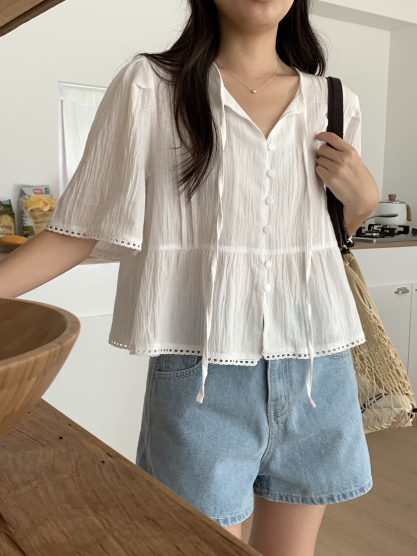 FRILL-T東大門㊣直郵女裝新品推薦熱賣職業休閑襯衫蕾絲衫FRILL-T襯衫/蕾絲衫