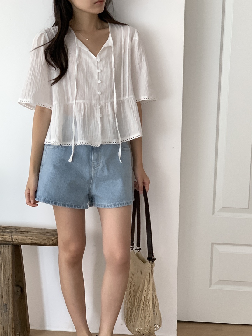 FRILL-T東大門㊣直郵女裝新品推薦熱賣職業休閑襯衫蕾絲衫FRILL-T襯衫/蕾絲衫