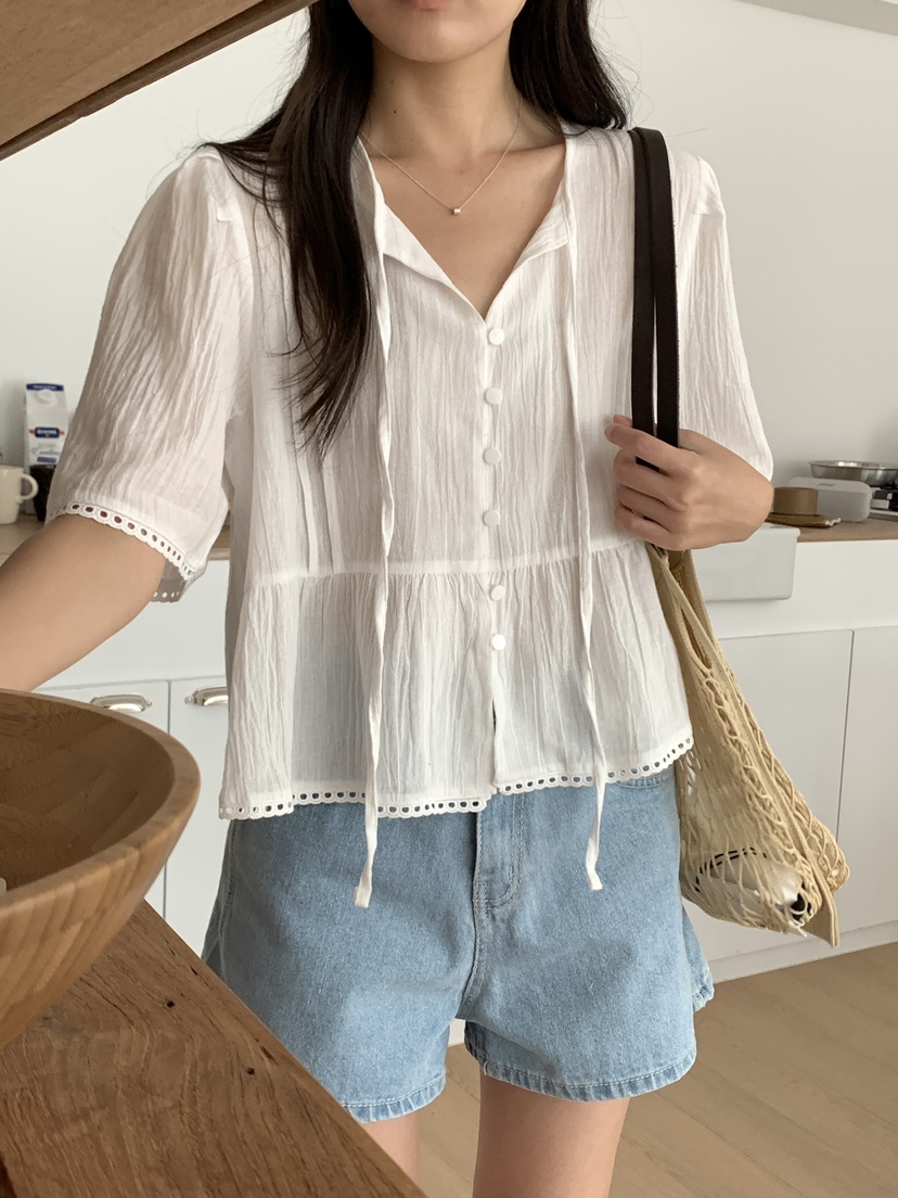 FRILL-T東大門㊣直郵女裝新品推薦熱賣職業休閑襯衫蕾絲衫FRILL-T襯衫/蕾絲衫