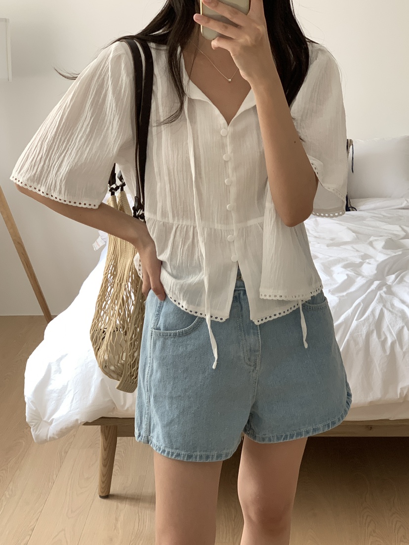 FRILL-T東大門㊣直郵女裝新品推薦熱賣職業休閑襯衫蕾絲衫FRILL-T襯衫/蕾絲衫