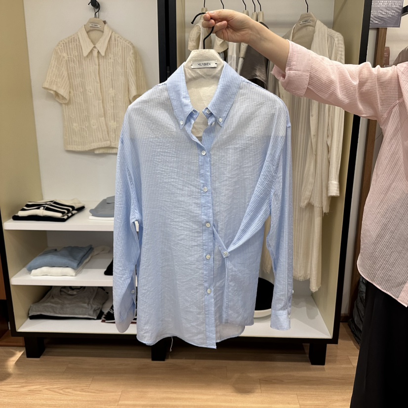 MUYBIEN東大門㊣代購女裝新品熱賣時尚25春夏職業襯衫蕾絲衫MUYBIEN襯衫/蕾絲衫圖色2