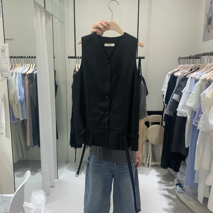 YUNBAL韓國直郵㊣女裝新款熱賣時尚職業真品25春夏馬甲含腰繩YUNBAL馬甲圖色2